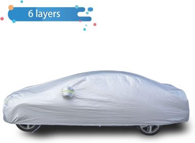 Car Cover Waterproof All Weather; 6-Layer Heavy Duty Outdoor Cover for Sedans ; Waterproof;  UV Protection;  Anti-Scratch Protective Lining  (Sed