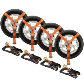 VEVOR Ratchet Tie Down Straps Kit, Lasso Style 2" x 120" Tire Straps, 5512 LBS Working Load, 11023 LBS Breaking Strength