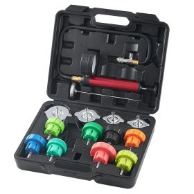 VEVOR 14 pcs Universal Radiator Pressure Tester Kit, Coolant Pressure Tester Kit with Manual Pump and Color-coded Steel Test Cap Adapters