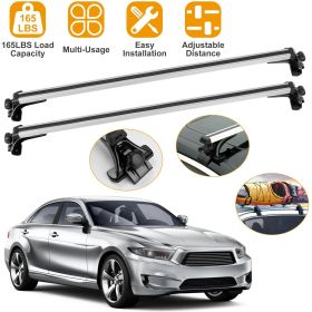 47.24in Universal Top Roof Rack Cross Bar Cargo Carrier Aluminum Crossbar Rack w/ 165LBS Capacity Fit for Most Vehicle Wagon Car Without Roof Sid