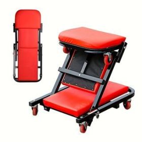 Foldable Creeper, 2-in-1 Rolling Garage Z Creeper Car & Seat, 36" Roller Mechanics Under Car Chair, 330 LBS Weight Capacity Heavy Duty