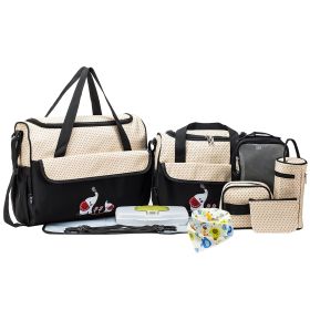 11Pcs Baby Nappy Diaper Bags Set for Mom Dad Mummy Shoulder Bags Multifunctional Diaper Handbags with Food Bag Bottle Bag Diaper Pad Burp Cloth 2 Hook (Option: DiaperBagBlack)