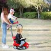 Ride on Push Car 4-Wheel Children Sliding Push Car W/ Colorful Flashing Light Music Handrail Guardrail Push Rod