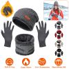 Winter Knitted Hat Scarf Gloves 3Pcs Winter Warm Beanie and Touch Screen Gloves Scarf Set Knit Beanie Skull Cap Neck Warmer Mittens for Men Women