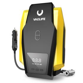 VacLife Air Compressor Tire Inflator, DC 12V Portable Air Compressor For Car Tires, Auto Tire Pump With LED Light, Digital Air Pump For Car Tires (Option: US701YE)