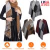 Women Winter Warm Scarf 74.8x25.6In Long Soft Knitted Shawl Extra Thick Plaid Blanket Wrap Cape