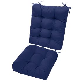 2Pcs Waterproof Rocking Chair Cushion Upper And Lower Back And Seat Sets with Non-Slip Ties Oxford Cloth Surface Polyester Filling Comfortable for Ind (Option: PadNavyBluePro)