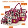5PCS Baby Nappy Diaper Bags Set Mummy Diaper Shoulder Bags w/ Nappy Changing Pad Insulated Pockets Travel Tote Bags For Mom Dad