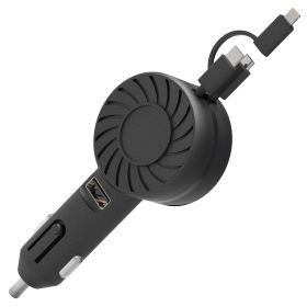 21W 3 In 1 Retractable Car Charger Fast Car Charger Mini Car Phone Charger with USB Port Type-C Cable LT & Micro Cable Fit For IOS Phone 15/14/13 And (Option: CarChargerBlack)