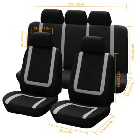 9Pcs Full Set Car Seat Covers For Auto Truck SUV Universal Front Rear Car Seats Headrest Protectors Split Bench Compatible (Option: CarSeatCoverGrey)