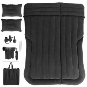 Inflatable SUV Air Mattress Thickened Camping Bed Cushion with Pillow Air Pump Storage Bag PVC Flocked Car Bed for Home Car Travel Camping (Option: CarAirMattressBlack)