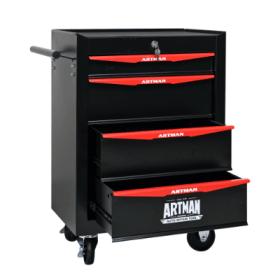 Rolling Metal Tool Chest With 4 Drawers, 20 4-Drawer Tool Chest Cabinet With Ball Bearing Drawer Slides, Steel Tool Storage Box Organizer -BLACK (Option: BlackRed)
