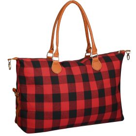Women Duffle Bag Travel Luggage Bags Weekend Overnight Bag Tote Bags Shoulder Handle Bags Portable Diaper Bag (Option: CheckToteBagRed)