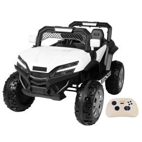 12V Electric Kids Ride-On Car w/ Parental Remote Control Music Horn LED Lights Swaying Function For Kids Aged 1-6 Years Old (Option: KidSUVVehicleBlue)