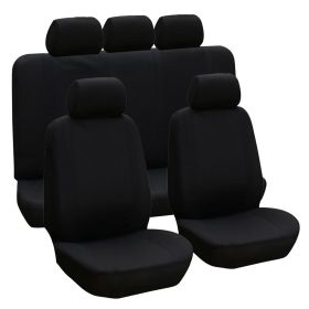 9Pcs Full Set Car Seat Covers For Auto Truck SUV Universal Front Rear Car Seats Headrest Protectors Split Bench Compatible (Option: CarSeatCoverBlack)