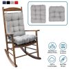 2Pcs Waterproof Rocking Chair Cushion Upper And Lower Back And Seat Sets with Non-Slip Ties Oxford Cloth Surface Polyester Filling Comfortable for Ind