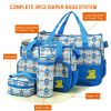 5PCS Baby Nappy Diaper Bags Set Mummy Diaper Shoulder Bags w/ Nappy Changing Pad Insulated Pockets Travel Tote Bags For Mom Dad
