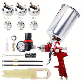 3 Nozzle HVLP Air Spray Gun Kit Auto Paint Car Primer Detail Basecoat Clearcoat (Option: SilverRed)