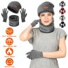 Winter Knitted Hat Scarf Gloves 3Pcs Winter Warm Beanie and Touch Screen Gloves Scarf Set Knit Beanie Skull Cap Neck Warmer Mittens for Men Women