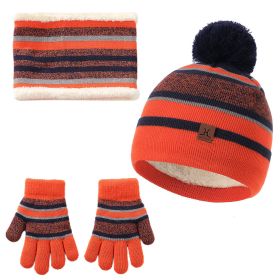 Winter Kids Knitted Hat Scarf Gloves 3Pcs Boys Girls Winter Warm Beanie Hat and Glove Scarf Set Beanie Neck Warmer Mittens for 4-7-Year-Old Kids (Option: HatScarfGlovesOrange)