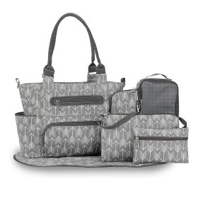 8Pcs Baby Nappy Diaper Bags Set for Mom Dad Mummy Handbags Multifunctional Diaper Changing Bags with Bottle Bag Mesh Bag Purse Diaper Pad 2 Burp Cloth (Option: DiaperBagDarkGrey)
