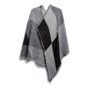 Women Winter Warm Scarf 74.8x25.6In Long Soft Knitted Shawl Extra Thick Plaid Blanket Wrap Cape (Option: WinterScarfGrey)