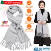 Mens Womens Oversize Cashmere Wool Shawl Wraps Blanket Winter Solid Scarf Soft Pashmina 79" X 28"