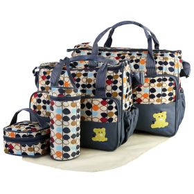 5PCS Baby Nappy Diaper Bags Set Mummy Diaper Shoulder Bags w/ Nappy Changing Pad Insulated Pockets Travel Tote Bags For Mom Dad (Option: BabyBappyBag5PCSetGrey)