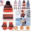 Winter Kids Knitted Hat Scarf Gloves 3Pcs Boys Girls Winter Warm Beanie Hat and Glove Scarf Set Beanie Neck Warmer Mittens for 4-7-Year-Old Kids