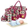 5PCS Baby Nappy Diaper Bags Set Mummy Diaper Shoulder Bags w/ Nappy Changing Pad Insulated Pockets Travel Tote Bags For Mom Dad